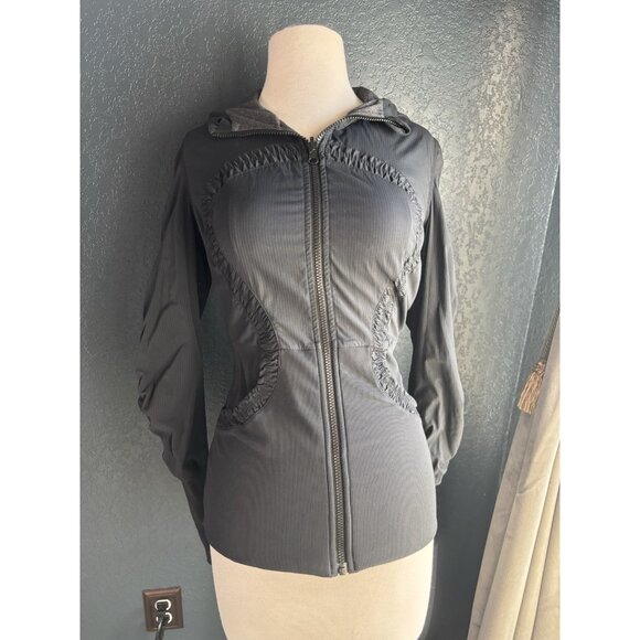 Lululemon Dance Studio Jacket Hooded Size 6 Black Gray Reversible - Picture 1 of 13